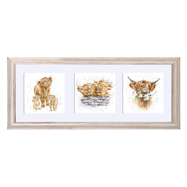 A Trio of Highland Cows Framed Print by Wrendale
