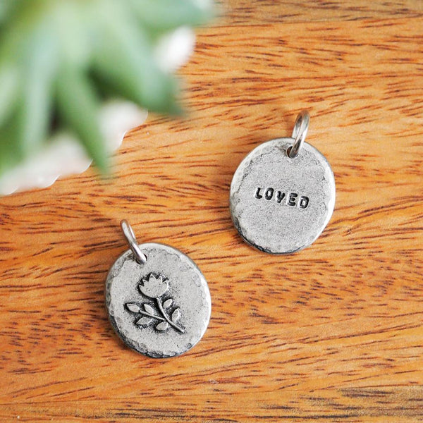 Floral 'Loved' Charm by Kutuu