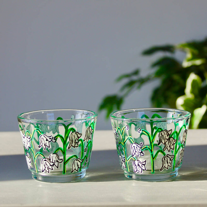 Lily of the Valley Hand Painted Tea Light Holders British Made Lily of the Valley Hand Painted Tea Light Holders by Samara Ball