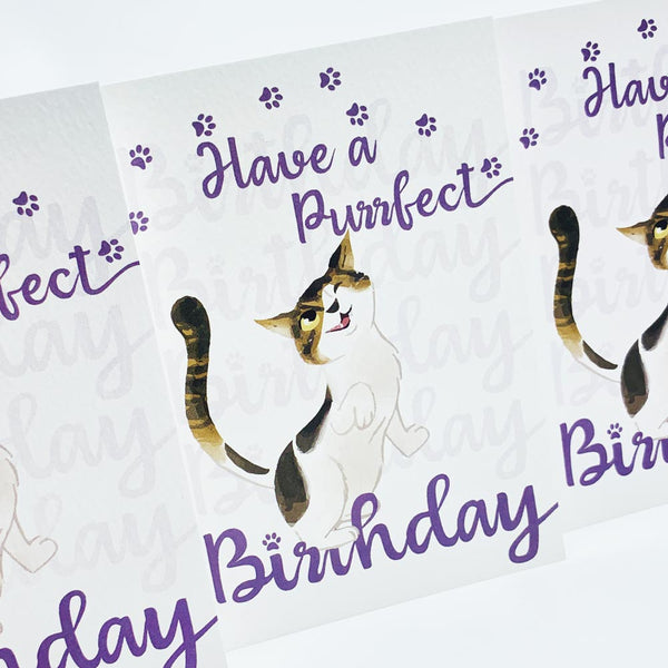 Purrfect Birthday Cat Card - Fergus by Hopping Dog Cards