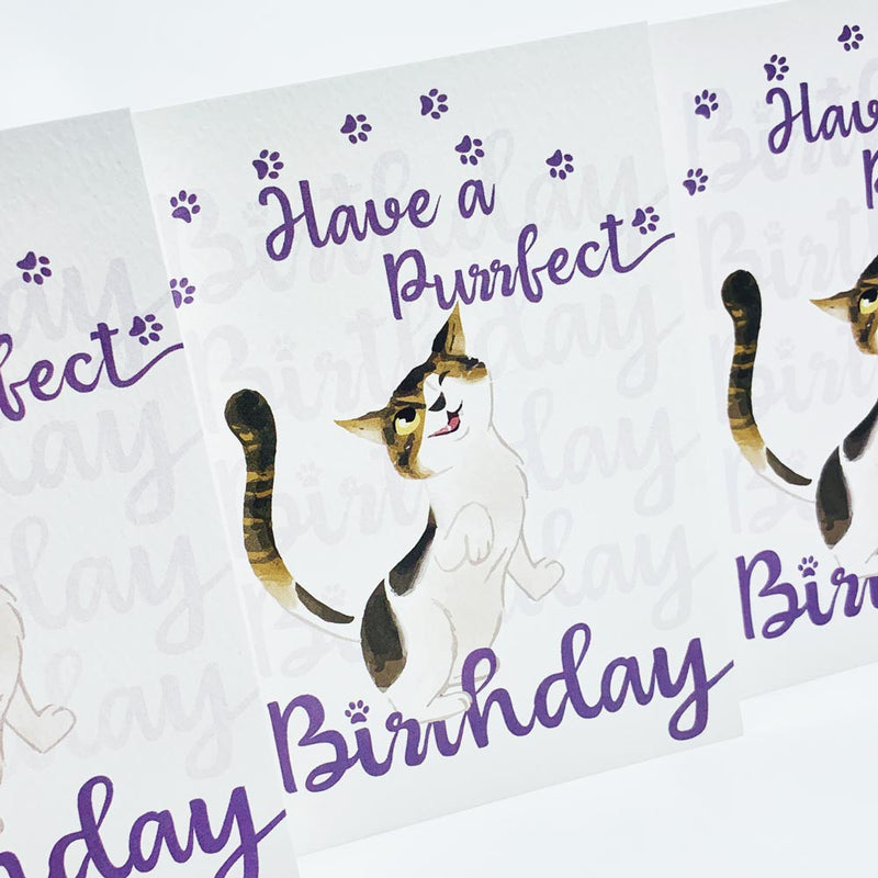 Purrfect Birthday Cat Card - Fergus British Made Purrfect Birthday Cat Card - Fergus by Hopping Dog Cards