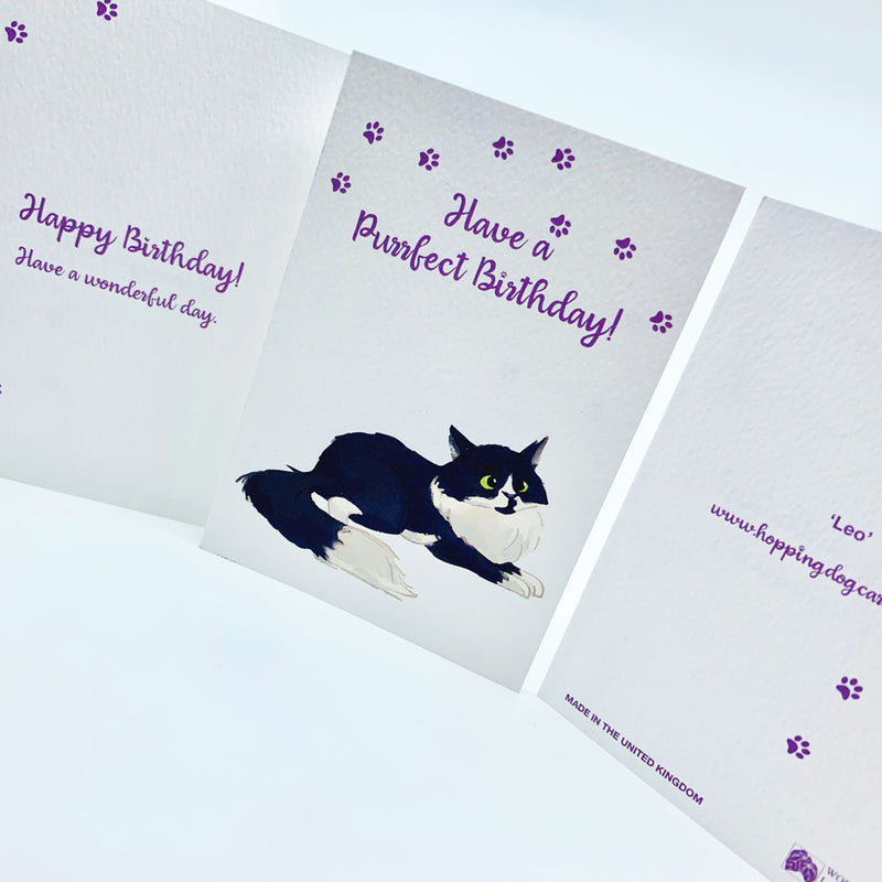 Purrfect Birthday Cat Card - Leo British Made Purrfect Birthday Cat Card - Leo by Hopping Dog Cards