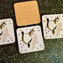 Fergus the Cat Coaster British Made Fergus the Cat Coaster by Hopping Dog Cards