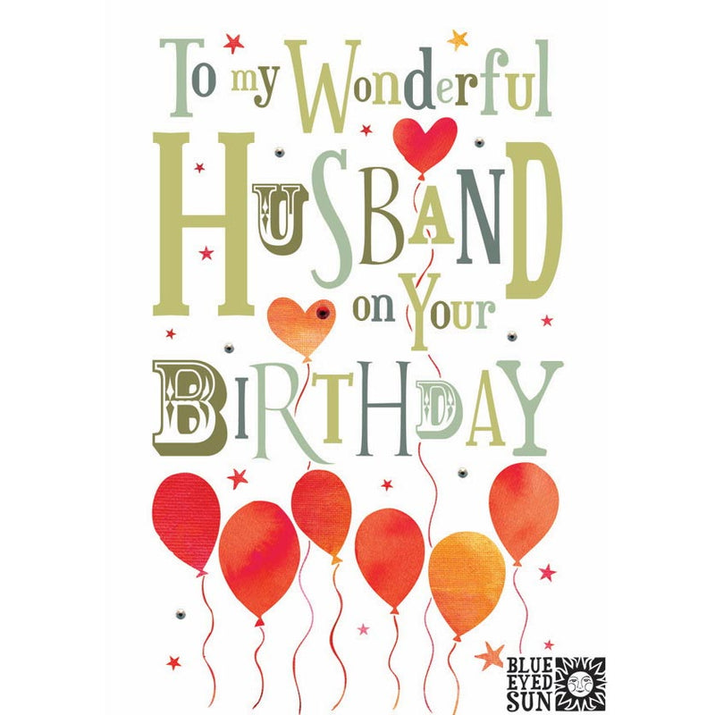 Wonderful Husband Birthday Card British Made Wonderful Husband Birthday Card by Blue Eyed Sun
