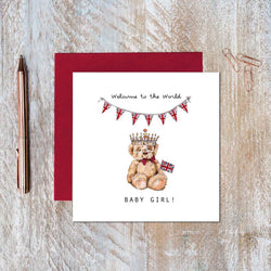 Welcome To The World Baby Girl Card British Made Welcome To The World Baby Girl Card by Toasted Crumpet