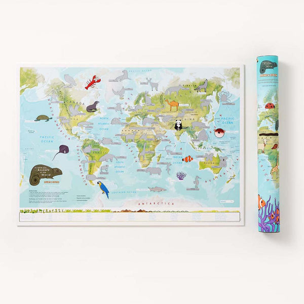 Kids Animal World Scratch Map by Maps International