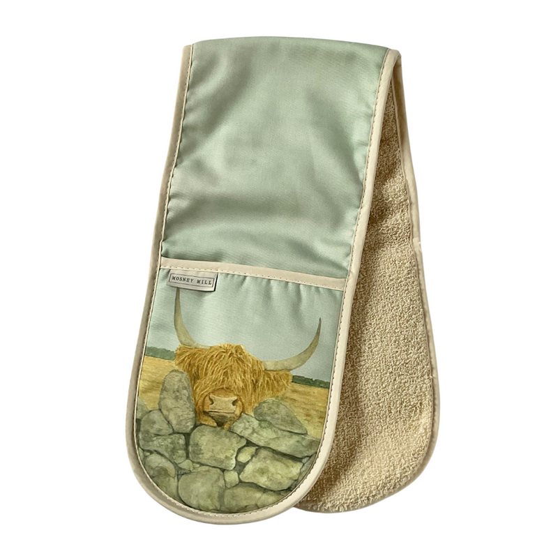 Highland Cow Double Oven Gloves British Made Highland Cow Double Oven Gloves by Mosney Mill