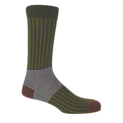 Oxford Stripe Men's Socks - Sage British Made Oxford Stripe Men's Socks - Sage by Peper Harow