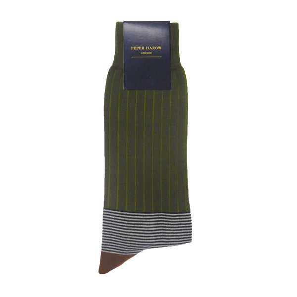 Oxford Stripe Men's Socks - Sage by Peper Harow
