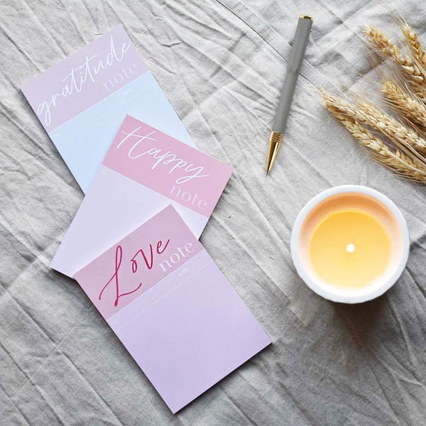 Set of 3 Notepad, Love, Happy & Gratitude by Tres Paper Co