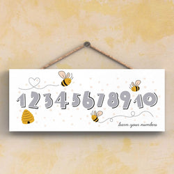 Bee Numbers Plaque British Made Bee Numbers Plaque by Vivid Squid