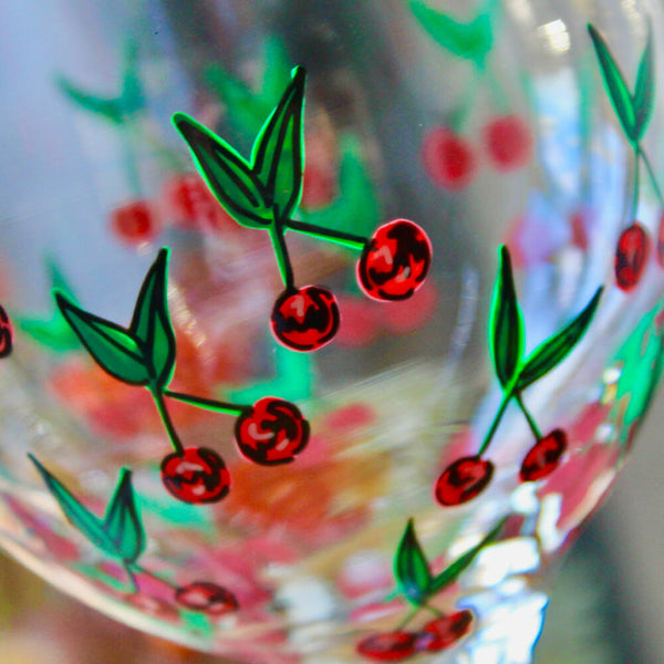 Cherry Painted Gin Glass by Samara Ball