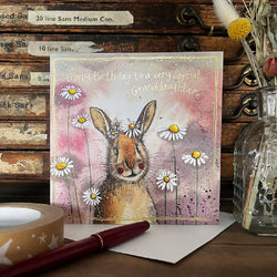 Rabbit & Daisies Birthday Card for Granddaughter British Made Rabbit & Daisies Birthday Card for Granddaughter by Alex Clark Art
