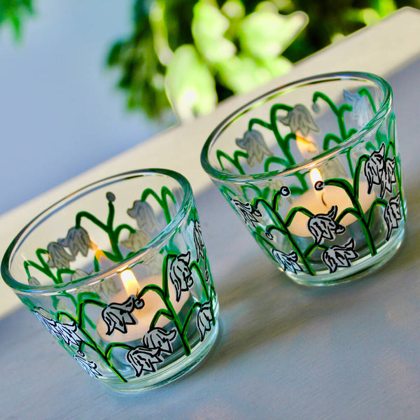 Lily of the Valley Hand Painted Tea Light Holders by Samara Ball