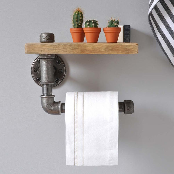 Industrial Toilet Roll Holder And Shelf by Industrial By Design