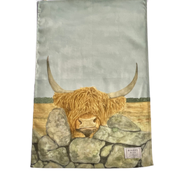 Highland Cow Tea Towel British Made Highland Cow Tea Towel by Mosney Mill