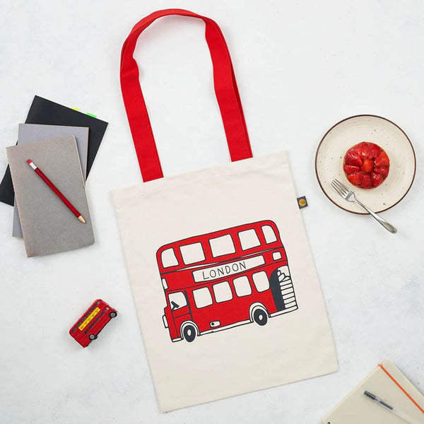 London Bus & Telephone Box Canvas Bag by Victoria Eggs