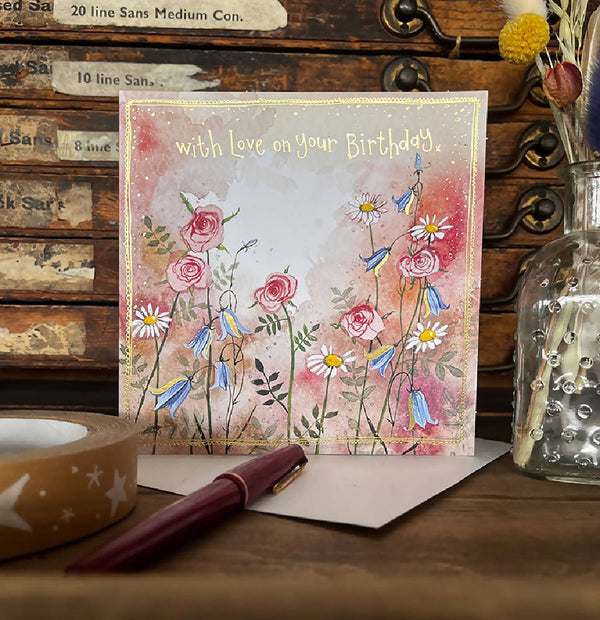 Meadow Flowers with Love Birthday Card by Alex Clark Art