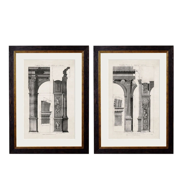 C.1796 Architectural Studies of Arches Framed Print by T A Interiors