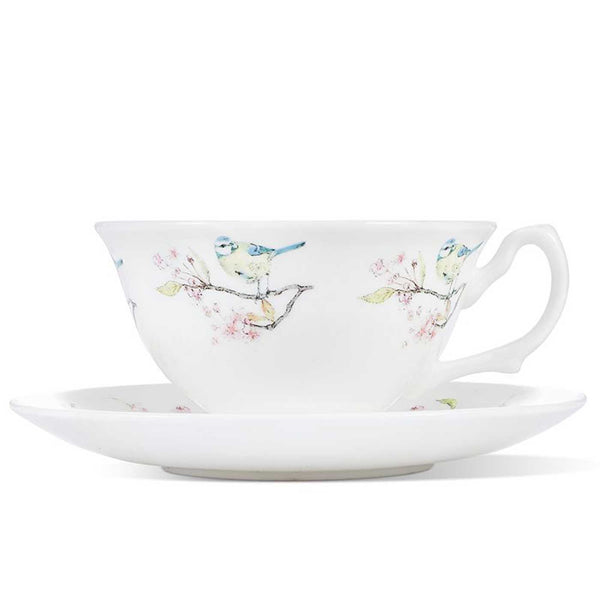 Blue Tit on Blossom Cup & Saucer by Mosney Mill