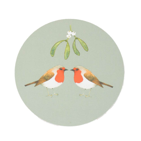 Robin & Mistletoe Coaster by Iona Buchanan