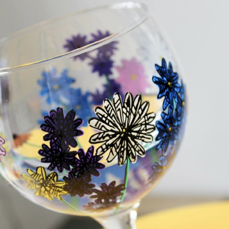 Wildflower Painted Gin Glass British Made Wildflower Painted Gin Glass by Samara Ball
