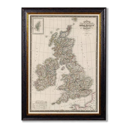 C.1838 Map of the British Isles Framed Print British Made C.1838 Map of the British Isles Framed Print by T A Interiors