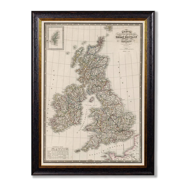 C.1838 Map of the British Isles Framed Print by T A Interiors