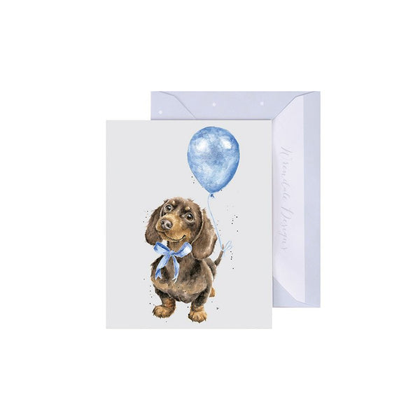 Sausage Dog Blue Miniature Card by Wrendale