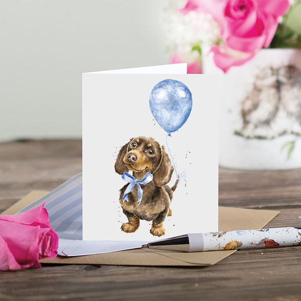 Sausage Dog Blue Miniature Card by Wrendale
