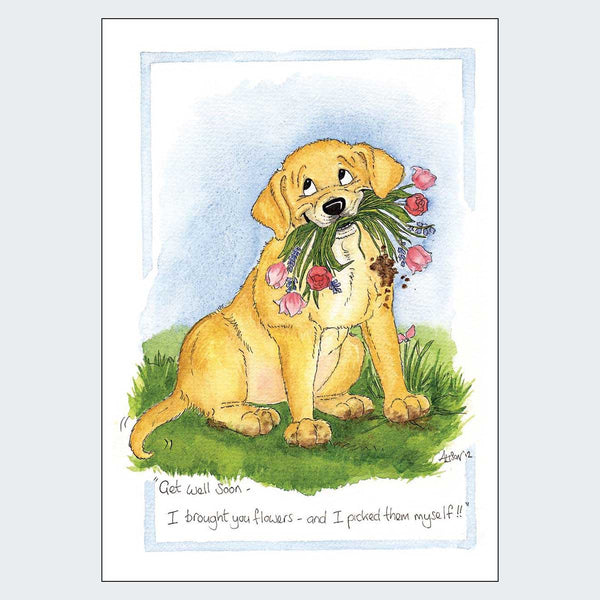I Brought You Flowers Get Well Soon Card by Splimple