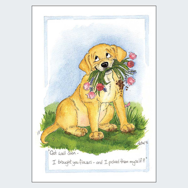 I Brought You Flowers Get Well Soon Card British Made I Brought You Flowers Get Well Soon Card by Splimple