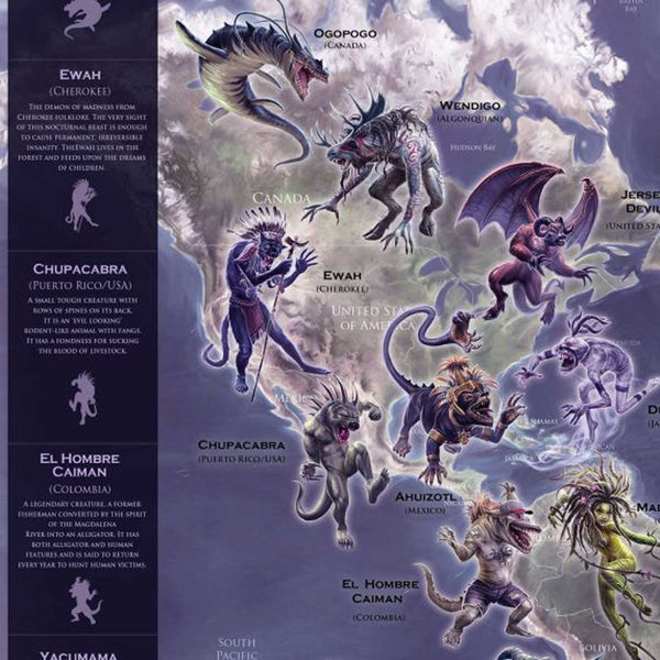 Mythical Monster World Map by Maps International