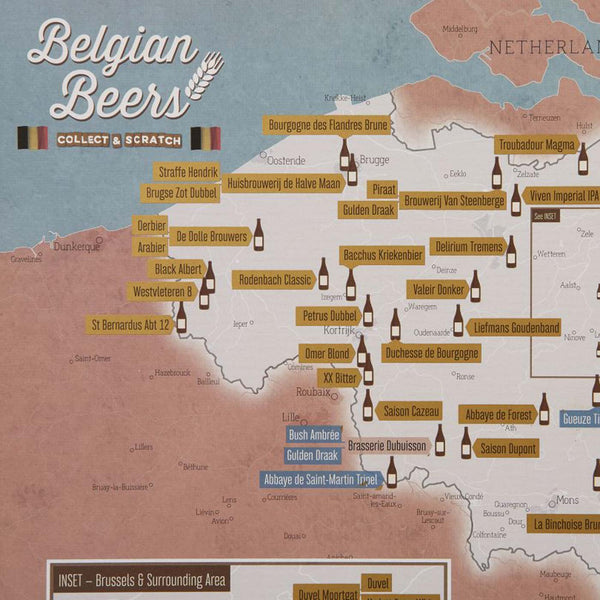 Belgian Beers Collect & Scratch Map by Maps International