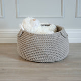 Medium cotton basket BEIGE - Zuri House British Made Crochet Storage Basket - Large by Zuri House