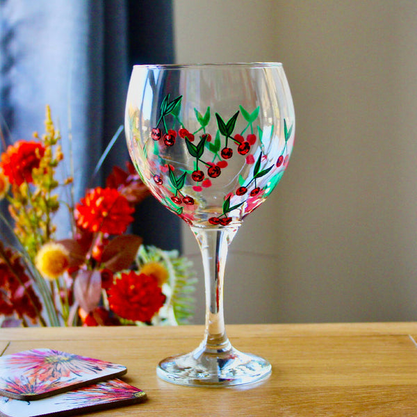 Cherry Painted Gin Glass by Samara Ball