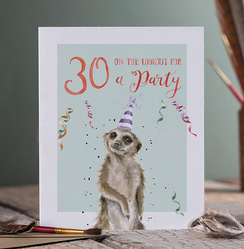 30 On The Lookout for a Party Birthday Card British Made 30 On The Lookout for a Party Birthday Card by Wrendale