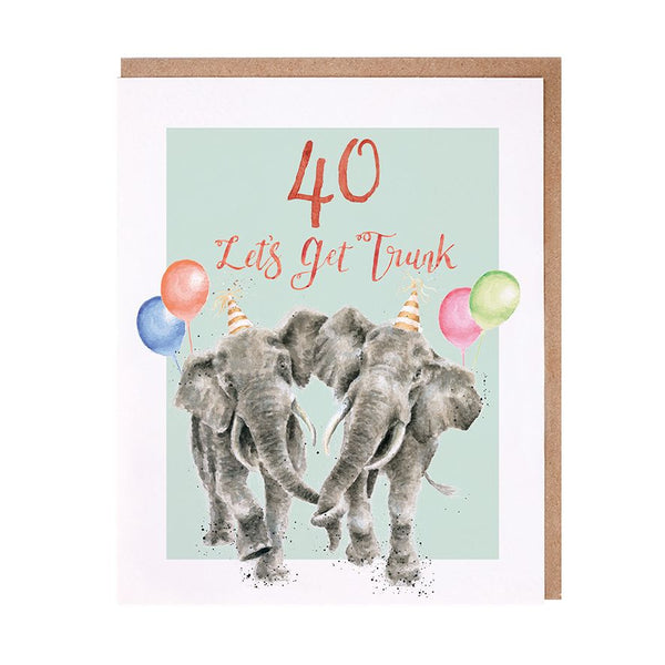 40 Lets Get Trunk Birthday Card by Wrendale