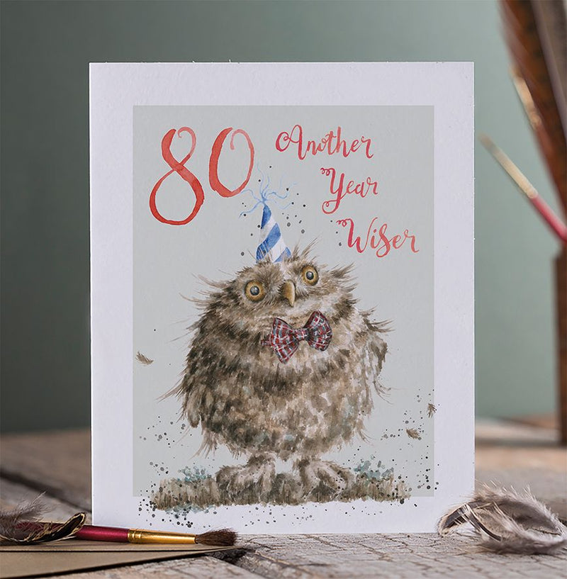 80 Another Year Wiser Birthday Card British Made 80 Another Year Wiser Birthday Card by Wrendale