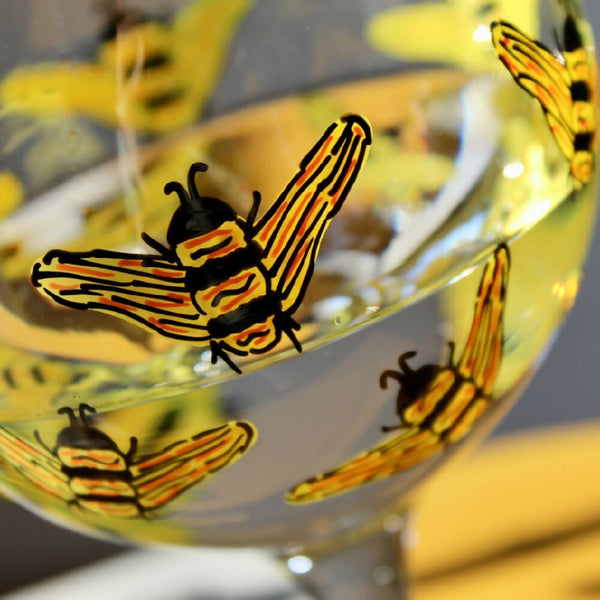Bumblebee Painted Gin Glass by Samara Ball