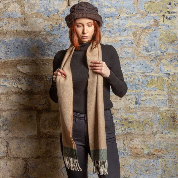Soft Brown Lambswool Scarf by Tweedmill Textiles