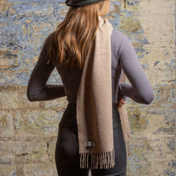 Light Fawn Lambswool Scarf by Tweedmill Textiles
