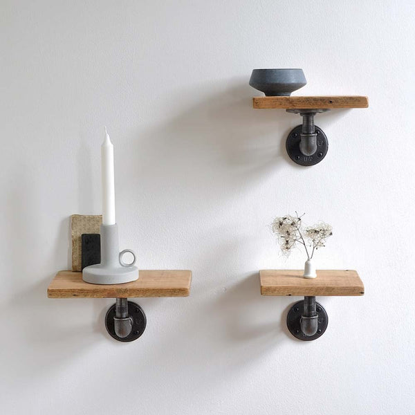 Reclaimed Wood Pipe Set of Three Shelves by Industrial By Design