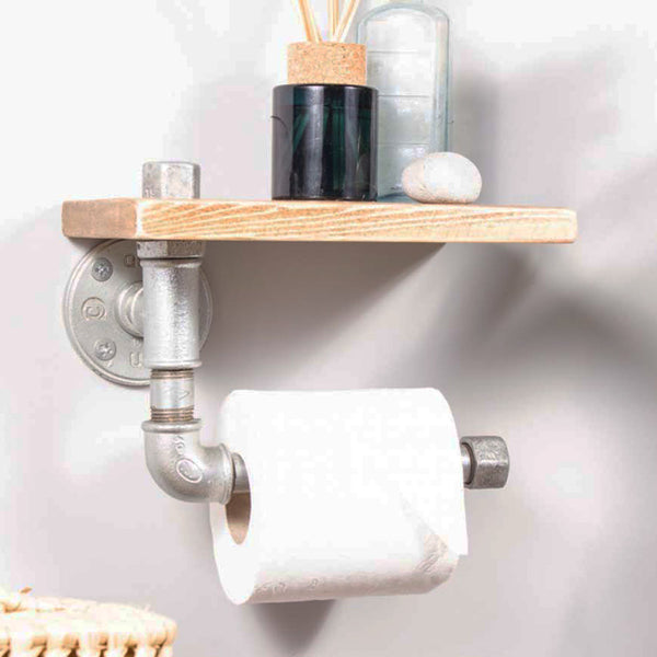 Industrial Toilet Roll Holder And Shelf Galvanised by Industrial By Design