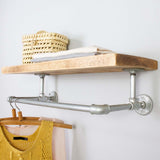 Finchley Industrial Clothes Shelf And Rail Natural Wall Shelf British Made Finchley Industrial Clothes Shelf And Rail Natural Wall Shelf by Industrial By Design