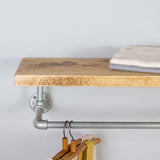 Finchley Industrial Clothes Shelf And Rail Natural Wall Shelf British Made Finchley Industrial Clothes Shelf And Rail Natural Wall Shelf by Industrial By Design