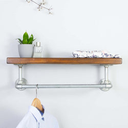 Finchley Industrial Clothes Shelf And Rail Dark Wall Shelf British Made Finchley Industrial Clothes Shelf And Rail Dark Wall Shelf by Industrial By Design