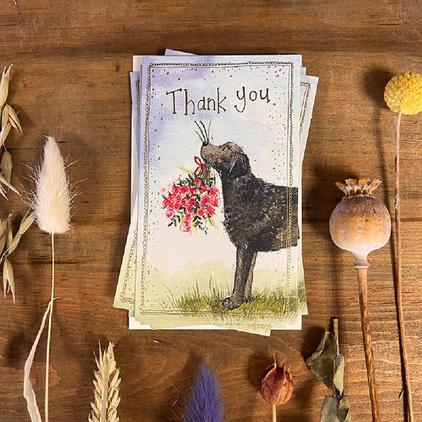 Labrador and Flowers Thank You Notelet Pack by Alex Clark Art